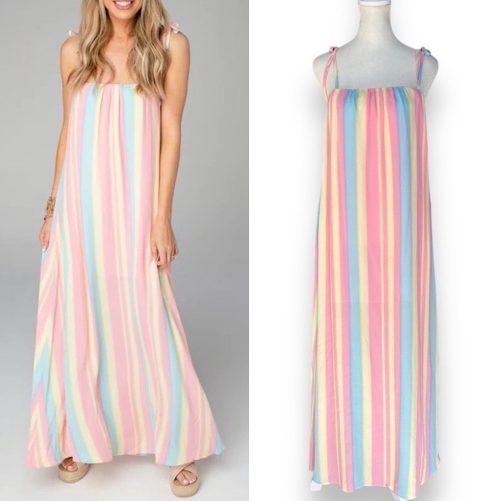 Buddy Love Barton Snowcone Multi-Color Striped Maxi Dress | Size Extra Small